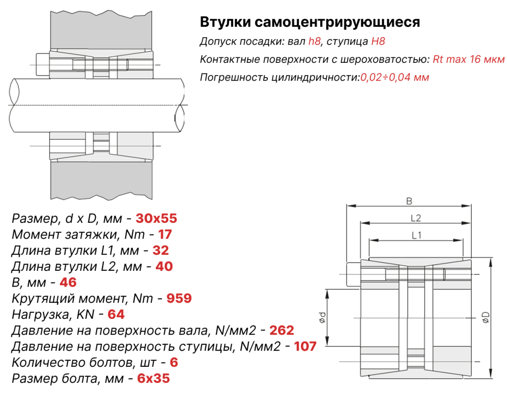 Чертеж втулка зажимная 30х55 Чертеж втулка зажимная 30х55